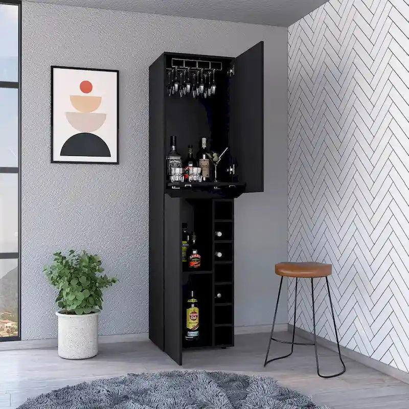 Hoher Schrank für Wohnzimmer, Wohnung, Schlafzimmer, Schwarz