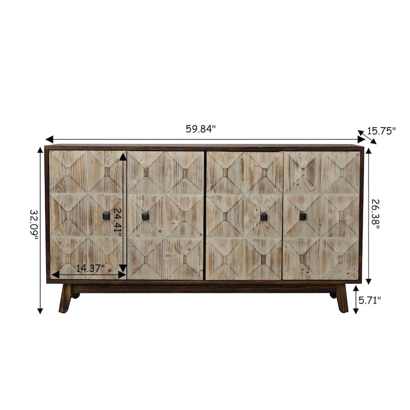 59.84 4-türiges Vintage Sideboard, freistehender Sideboard-Schrank