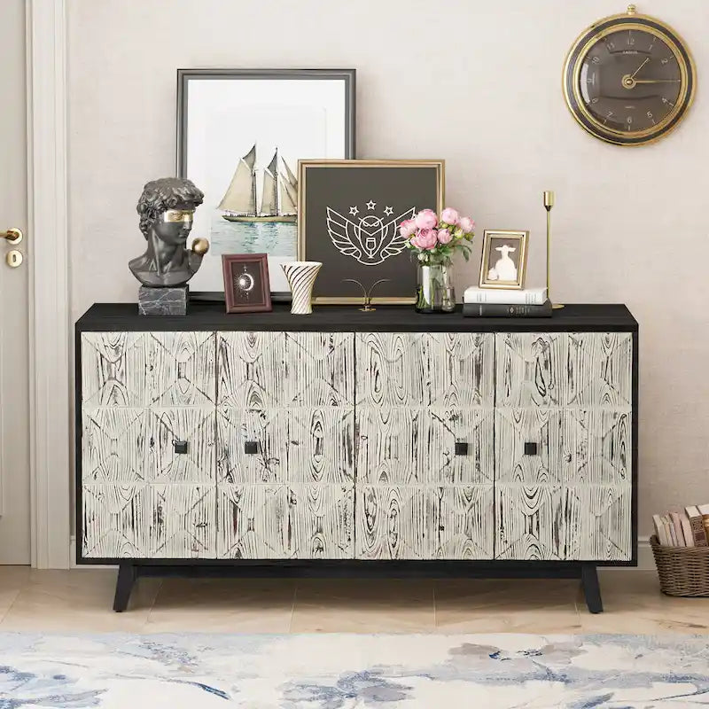 59.84 4-türiges Vintage Sideboard, freistehender Sideboard-Schrank