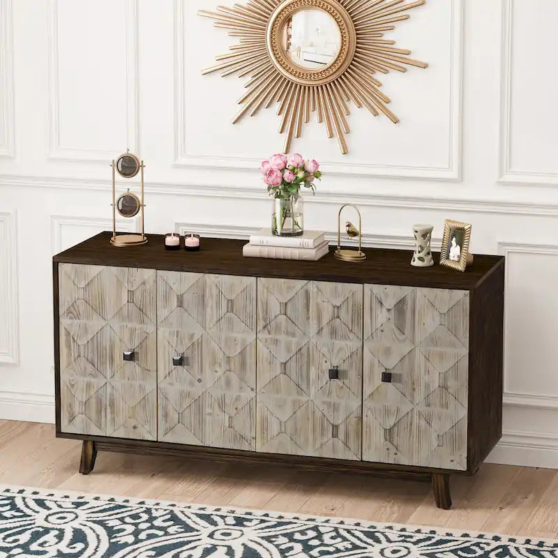 59.84 4-türiges Vintage Sideboard, freistehender Sideboard-Schrank