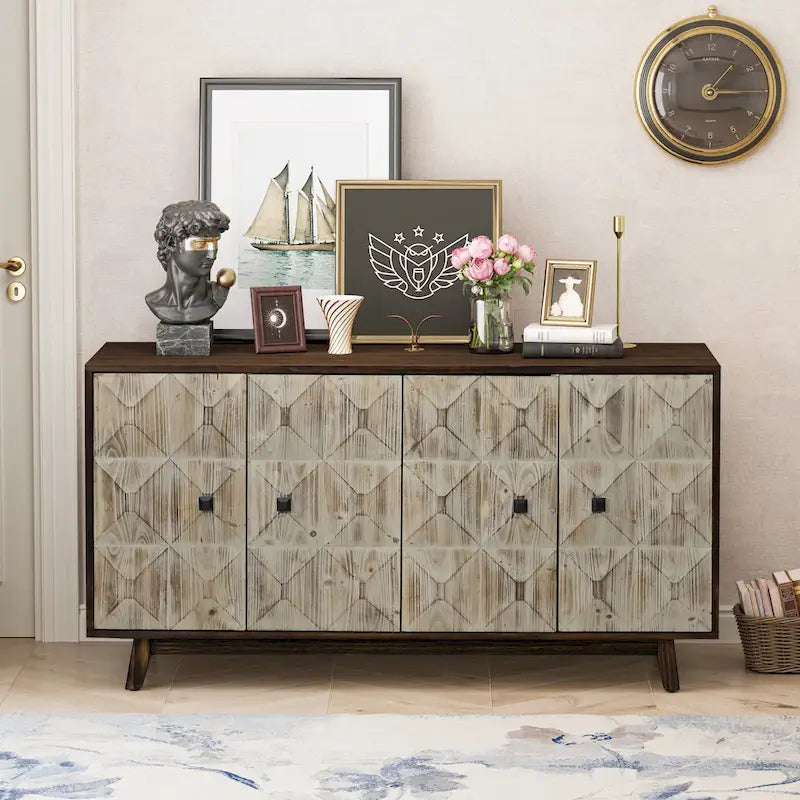 59.84 4-türiges Vintage Sideboard, freistehender Sideboard-Schrank