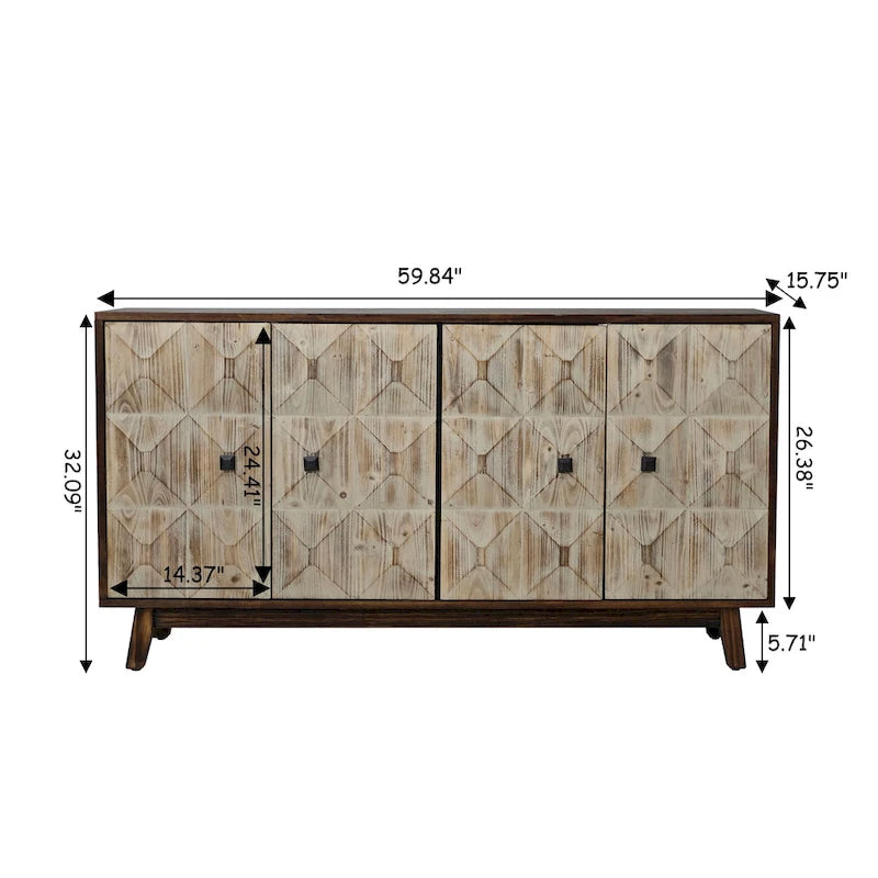 59.84 4-türiges Vintage Sideboard, freistehender Sideboard-Schrank