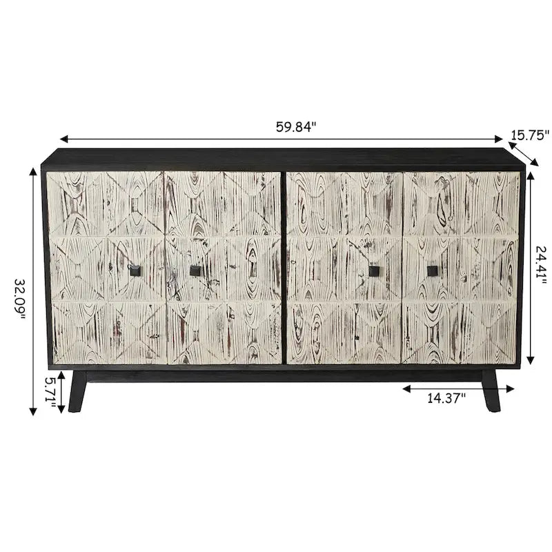 59.84 4-türiges Vintage Sideboard, freistehender Sideboard-Schrank