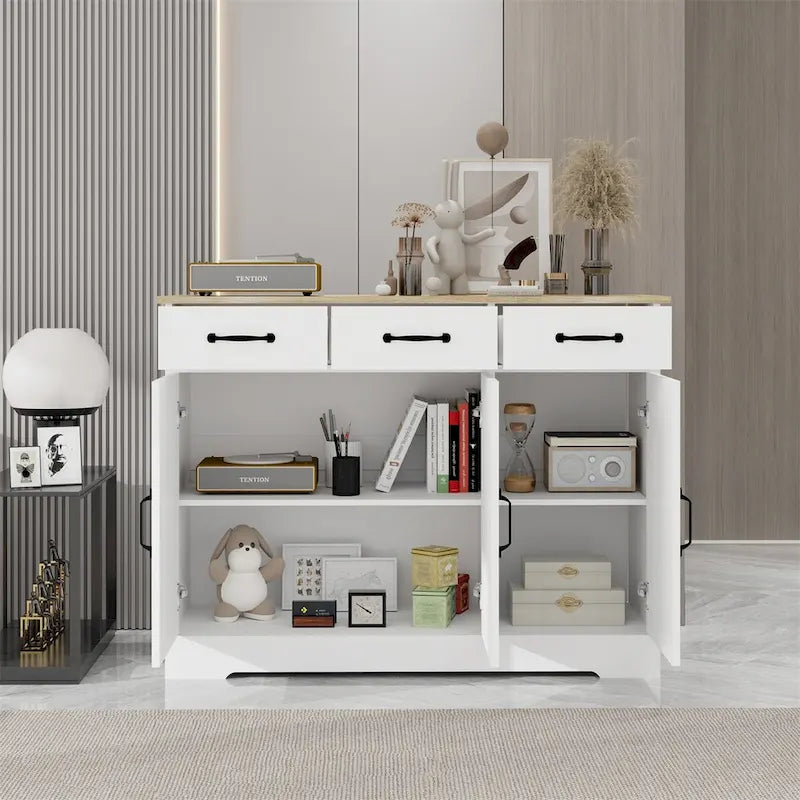 Farmhouse-Buffet-Schrank, Anrichte mit 3 Schubladen und 3 Türen