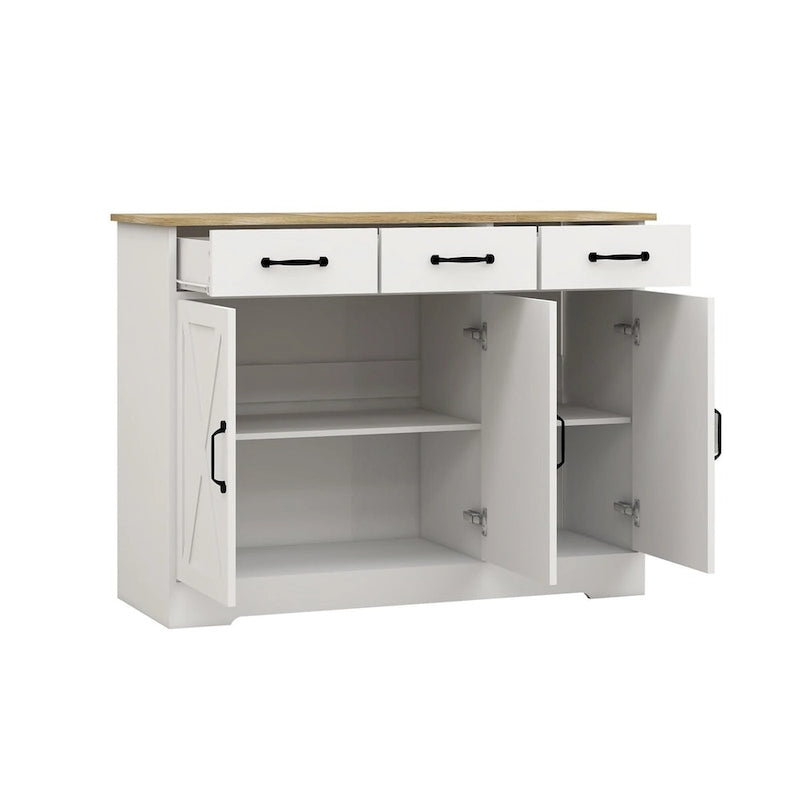 Farmhouse-Buffet-Schrank, Anrichte mit 3 Schubladen und 3 Türen