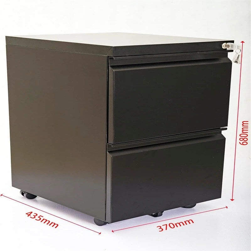 2-Schubladen-Rollcontainer mit Schloss – 17T x 24B x 15H