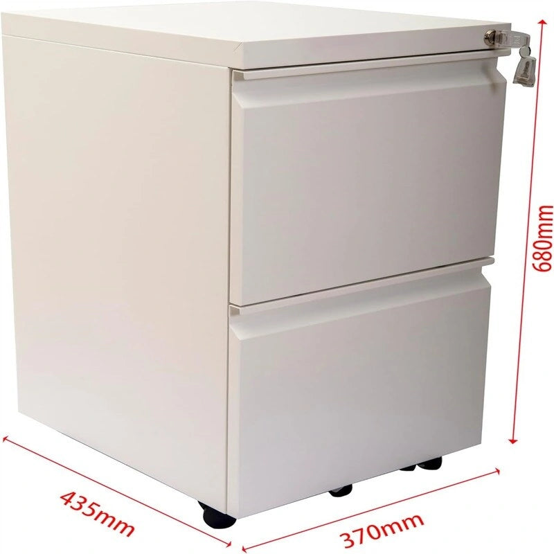2-Schubladen-Rollcontainer mit Schloss – 17T x 24B x 15H