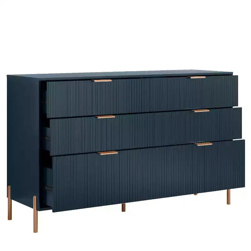 Festivo 4-teiliges Schlafzimmer-Set: Moderne Kommode, 6-Schubladen-Anrichte und 3-Schubladen-Nachttische