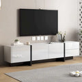 TV-Schrank im modernem Rechteckdesign, Weiß & Schwarz – 74,8 B x 13,7 T x 17,7 H
