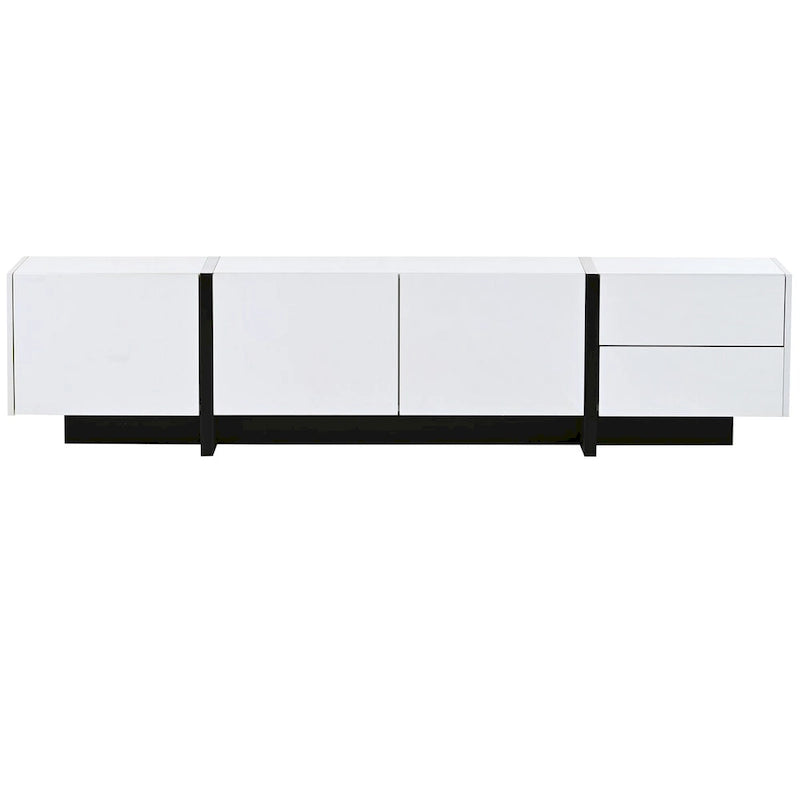 TV-Schrank im modernem Rechteckdesign, Weiß & Schwarz – 74,8 B x 13,7 T x 17,7 H