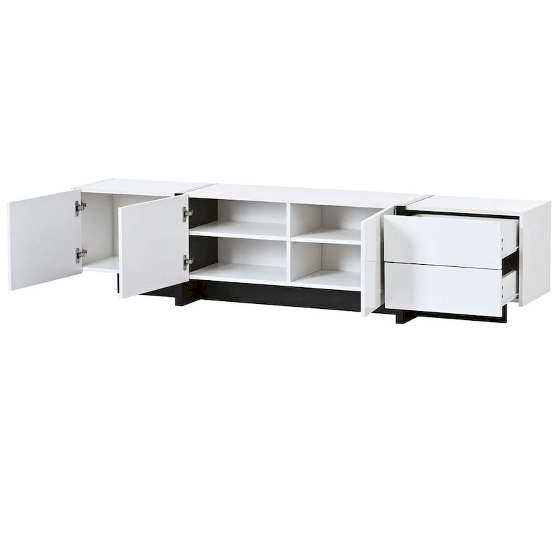 TV-Schrank im modernem Rechteckdesign, Weiß & Schwarz – 74,8 B x 13,7 T x 17,7 H
