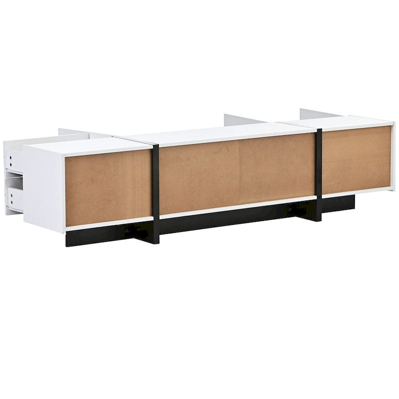 TV-Schrank im modernem Rechteckdesign, Weiß & Schwarz – 74,8 B x 13,7 T x 17,7 H