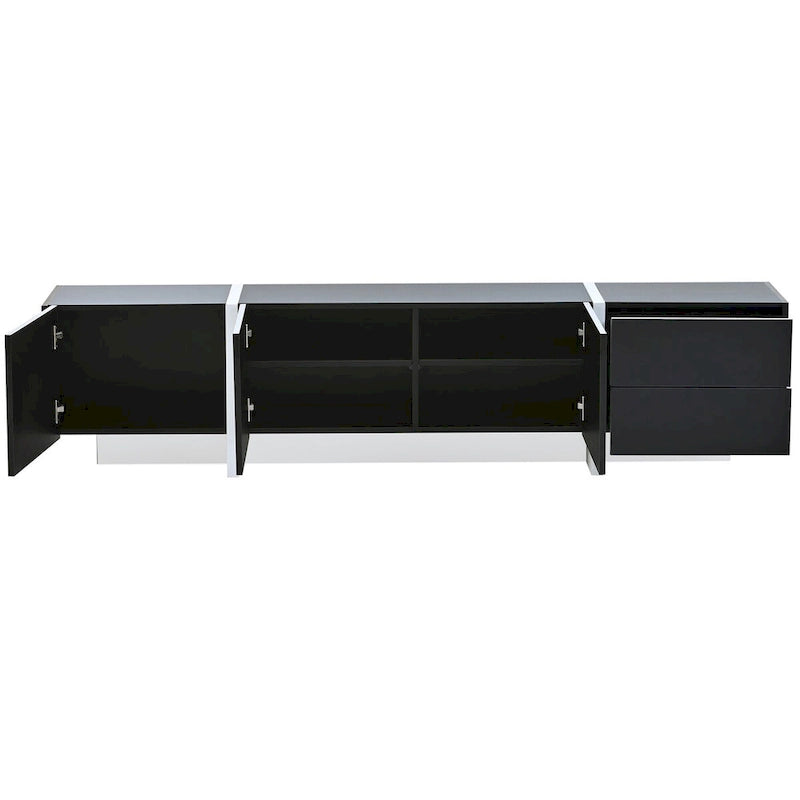 TV-Schrank im modernem Rechteckdesign, Weiß & Schwarz – 74,8 B x 13,7 T x 17,7 H