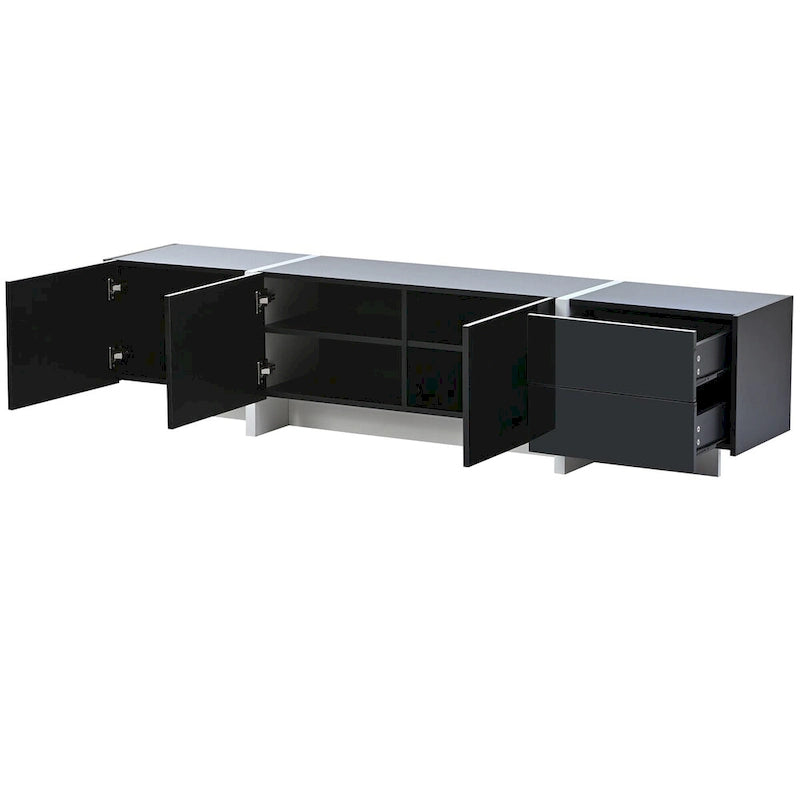 TV-Schrank im modernem Rechteckdesign, Weiß & Schwarz – 74,8 B x 13,7 T x 17,7 H