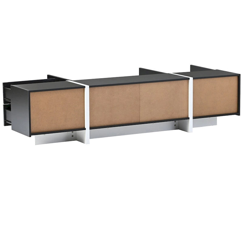 TV-Schrank im modernem Rechteckdesign, Weiß & Schwarz – 74,8 B x 13,7 T x 17,7 H
