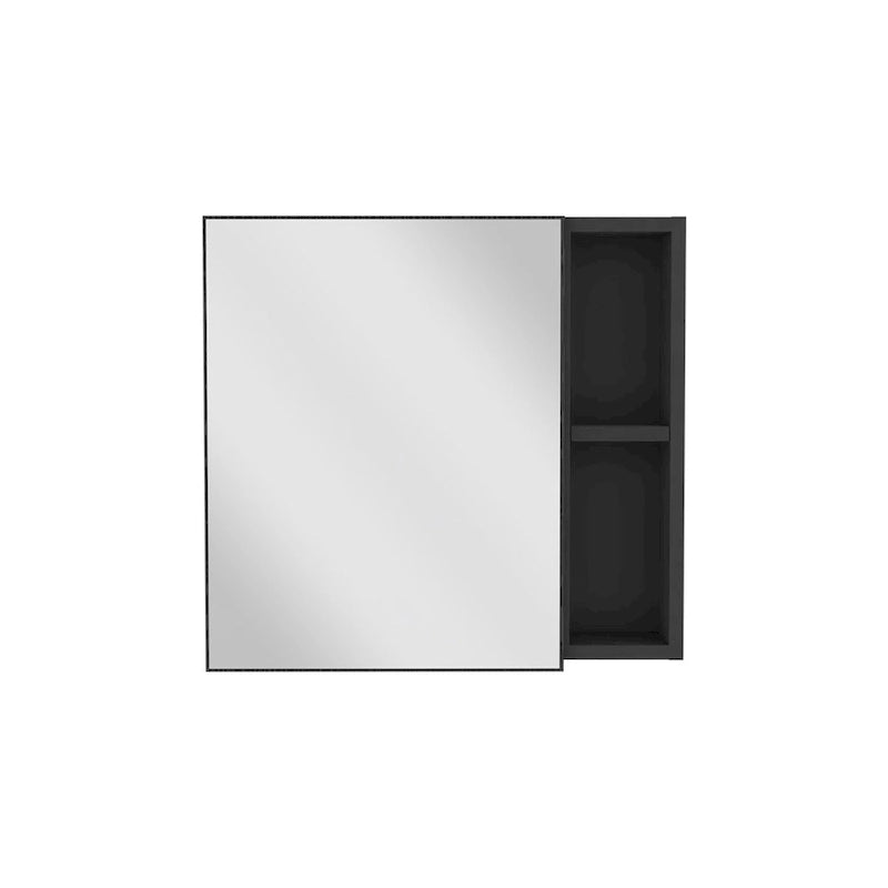Spiegelschrank mit drei internen Regalböden, einer Tür, zwei externen Regalböden, schwarzer Wenge-Finish