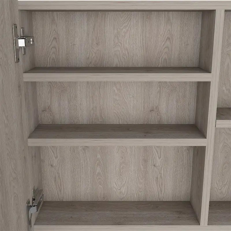 Spiegelschrank mit drei internen Regalböden, einer Tür, zwei externen Regalböden, schwarzer Wenge-Finish
