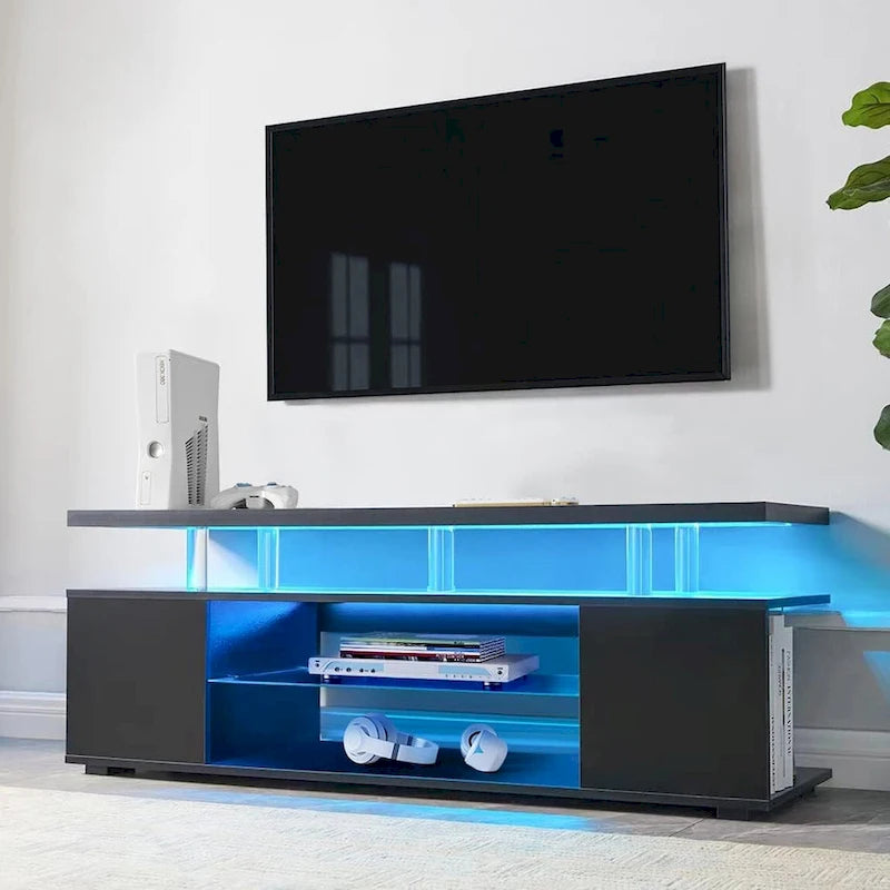 Center Media Aufbewahrungskonsole mit großem Seitenschrank für das Wohnzimmer – 63,00L * 16B * 21H