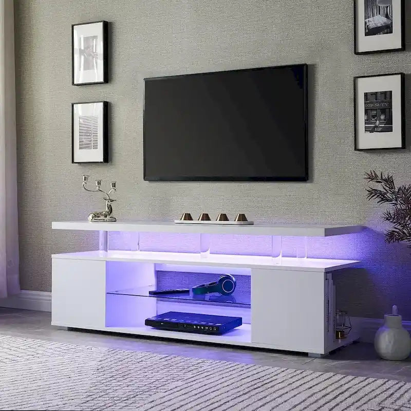 Center Media Aufbewahrungskonsole mit großem Seitenschrank für das Wohnzimmer – 63,00L * 16B * 21H