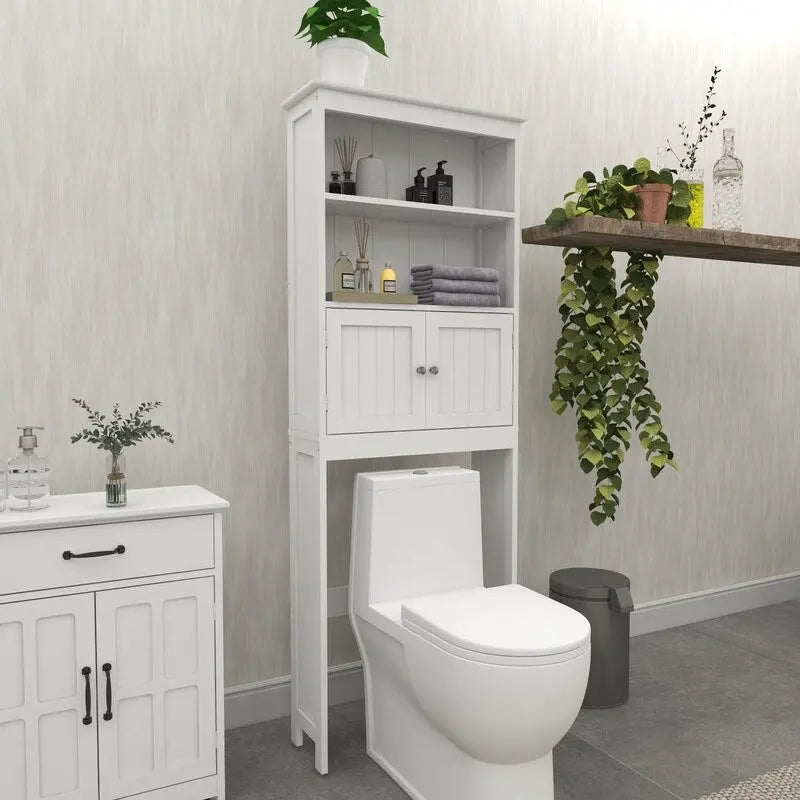 Toilettenschrank mit 2 Türen, Holzaufbewahrungsschrank