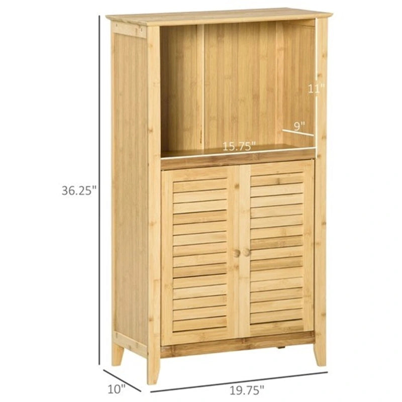 Badezimmerschrank aus Bambus mit Kippschutz, Ablage und Bodenschutz