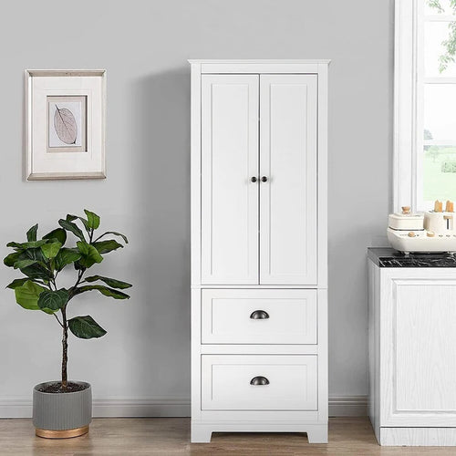Badezimmerschrank mit 2 Türen und 2 Waschbecken, Weiß