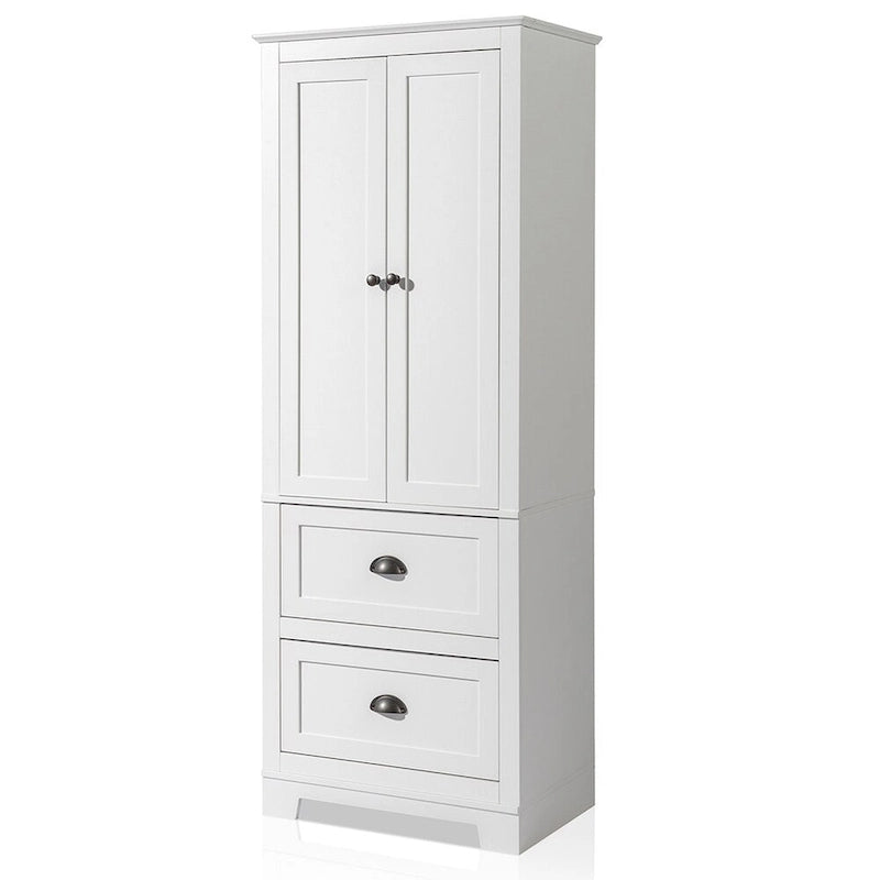 Badezimmerschrank mit 2 Türen und 2 Waschbecken, Weiß