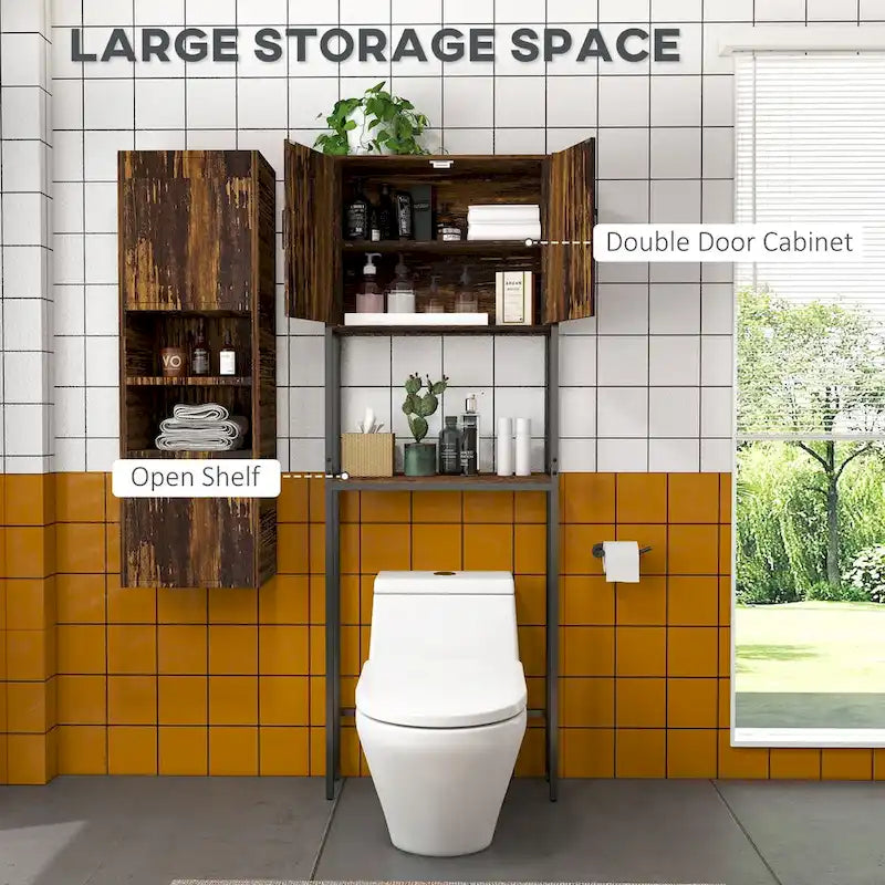 Industrieller Toilettenschrank mit Doppeltür und verstellbarem Regal