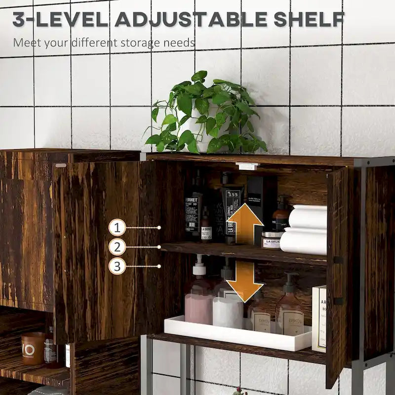 Industrieller Toilettenschrank mit Doppeltür und verstellbarem Regal
