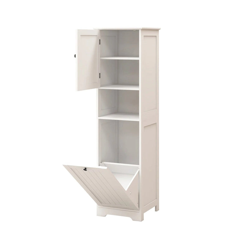 Wäschekippschrank mit einem Fach, einer Klappe und einer Tür - Weiß