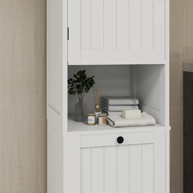 Wäschekippschrank mit einem Fach, einer Klappe und einer Tür - Weiß