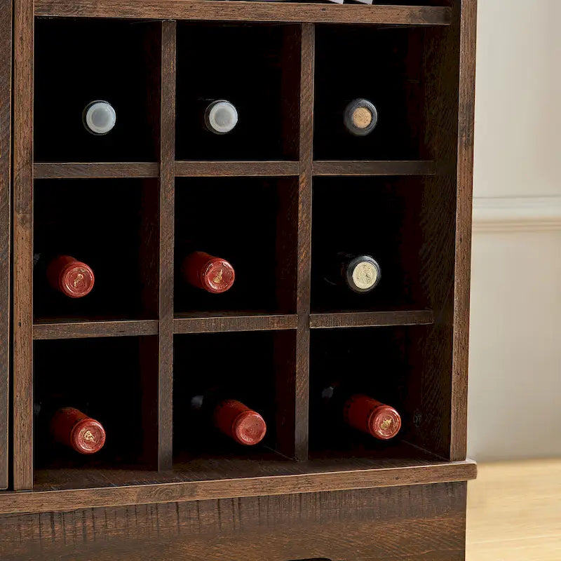 Bauernhaus-Anrichte mit Weinregal, Schublade und verstellbaren Einlegeböden