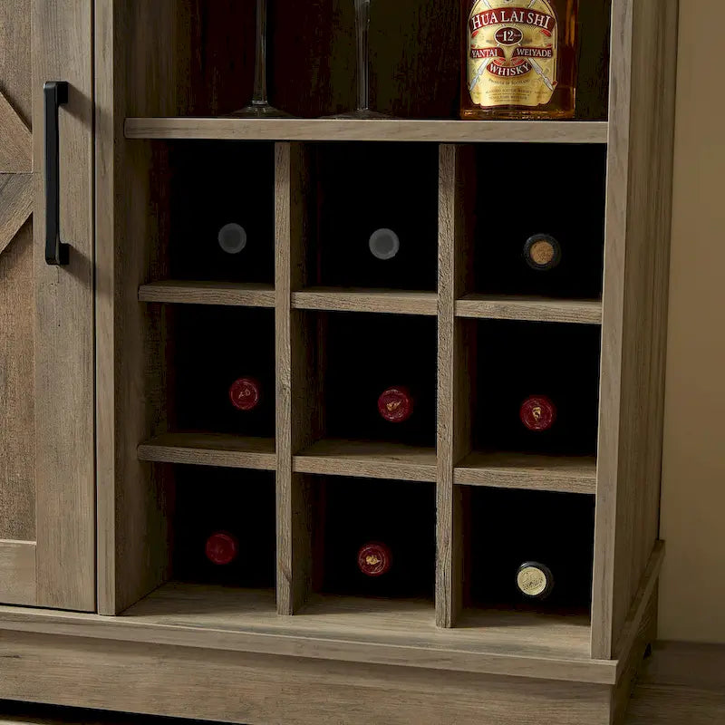 Bauernhaus-Anrichte mit Weinregal, Schublade und verstellbaren Einlegeböden