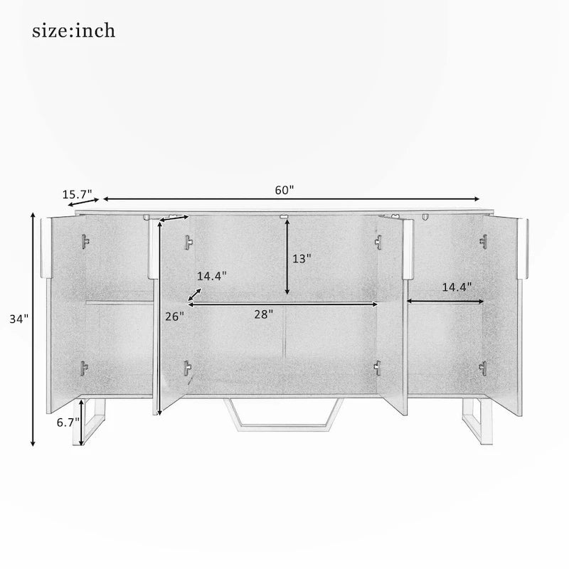 Modernes Luxus-Sideboard mit verstellbaren Einlegeböden für die Küche