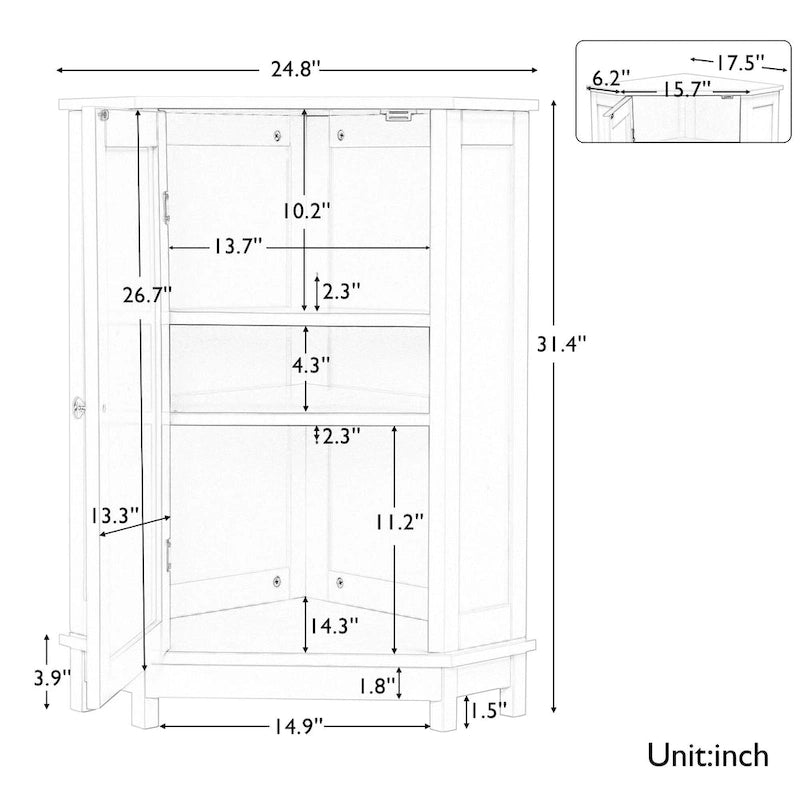 Eckbadezimmerschrank mit verstellbarem Regal