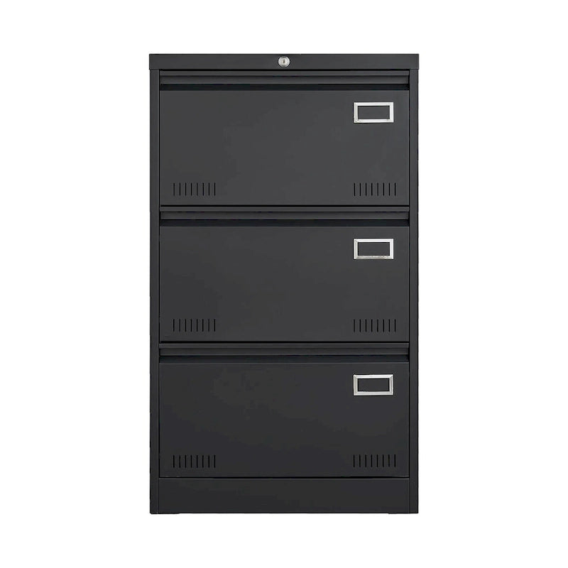 Aktenschrank Querrollladenschrank 3 Schubladen, Abschließbarer Metallaktenschrank Drei Schubladen, Büroschrank mit abschließbaren Schubladen