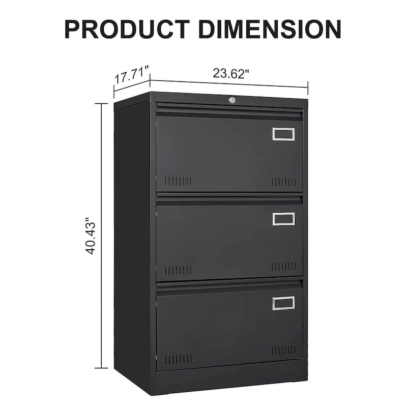 Aktenschrank Querrollladenschrank 3 Schubladen, Abschließbarer Metallaktenschrank Drei Schubladen, Büroschrank mit abschließbaren Schubladen