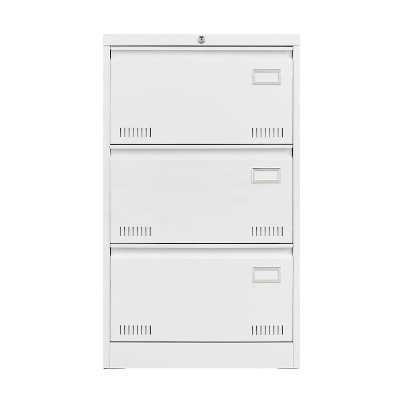 Aktenschrank Querrollladenschrank 3 Schubladen, Abschließbarer Metallaktenschrank Drei Schubladen, Büroschrank mit abschließbaren Schubladen