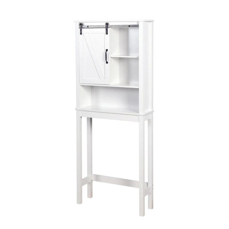 WC-Unterschrank, platzsparender Badschrank, mit verstellbaren Einlegeböden und Scheunentor, 69 x 23 x 170 cm