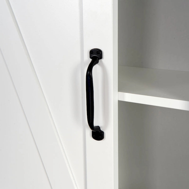 WC-Unterschrank, platzsparender Badschrank, mit verstellbaren Einlegeböden und Scheunentor, 69 x 23 x 170 cm