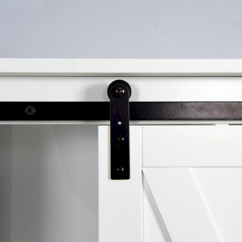WC-Unterschrank, platzsparender Badschrank, mit verstellbaren Einlegeböden und Scheunentor, 69 x 23 x 170 cm