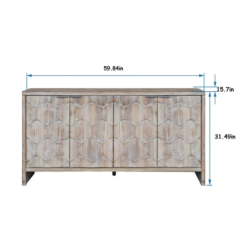 Bauernhaus-Stil 4-türiges Holz-Sideboard für das Wohnzimmer